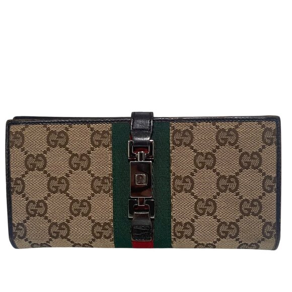 Gucci GG Monogram Canvas and Brown Leather Wallet - Picture 1 of 10